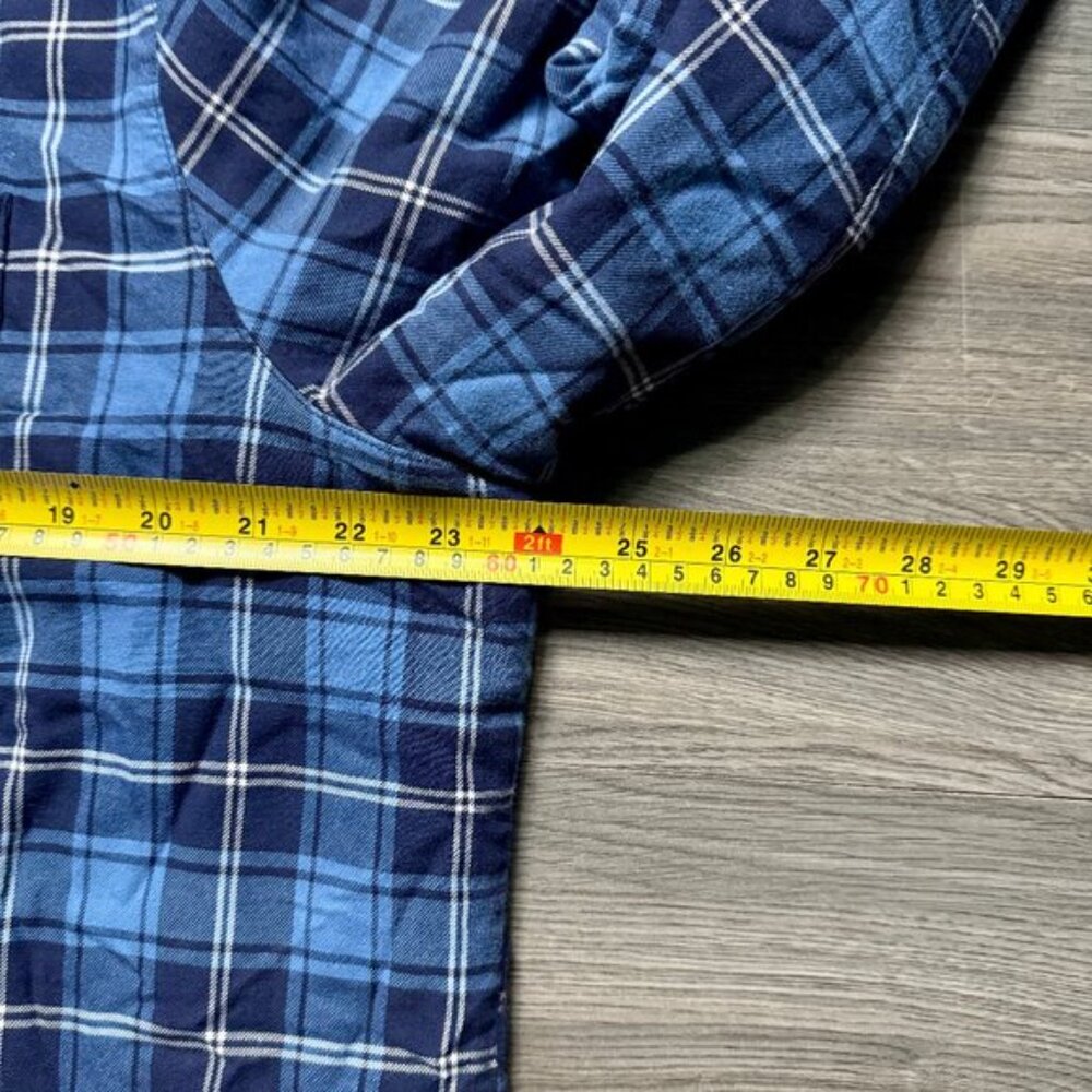 L.L. Bean Women's Sherpa-Lined Flannel Shirt, Snap-Front Plaid - Blue - Picture 5 of 6